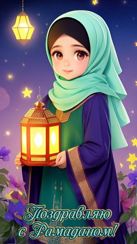 Фото С началом РАМАДАНА 2025. Красивые открытки с надписями к празднику на арабском и русском языках 9